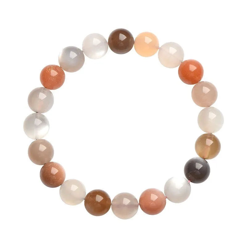 Natural colourful moonlight moonstone bracelet with 8mm beads in a single circle design.
