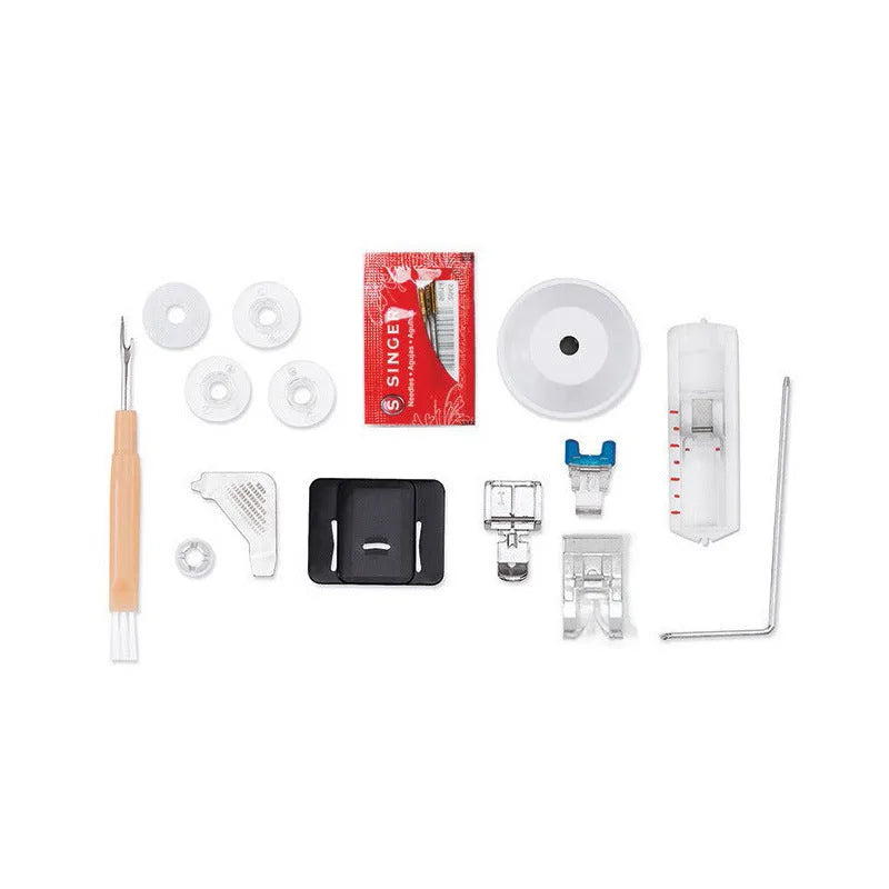 M2405 portable electric sewing machine with accessories on tabletop