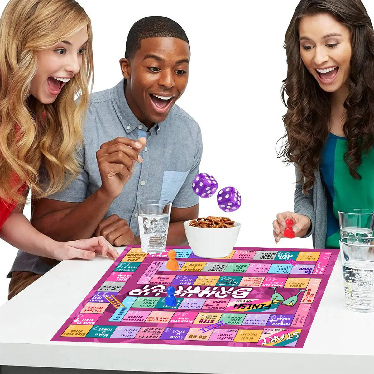 Paper couple board game set with puzzle cards for interactive play