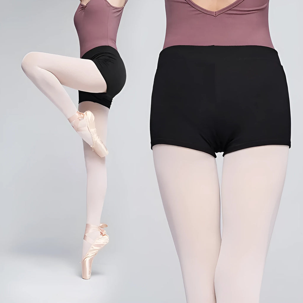 Black women's cotton dance pants for ballet practice and fitness exercise.