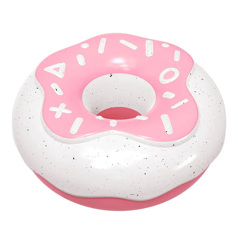 TPR donut-shaped dog chew toy in pink, chocolate, or yellow for molar teeth cleaning with sound.