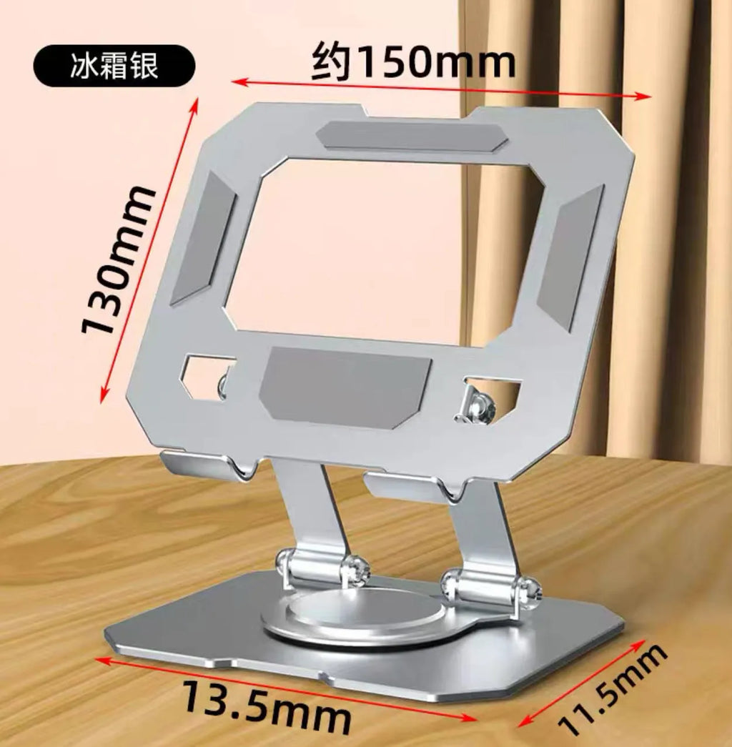 Black height-adjustable foldable laptop stand with aluminium alloy metal grid for heat dissipation