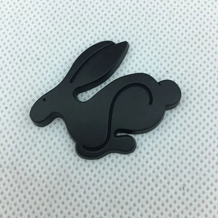 3D stereo rabbit metal car logo in zinc alloy, large 6.7 cm and small 4.7 cm sizes, colour option 1