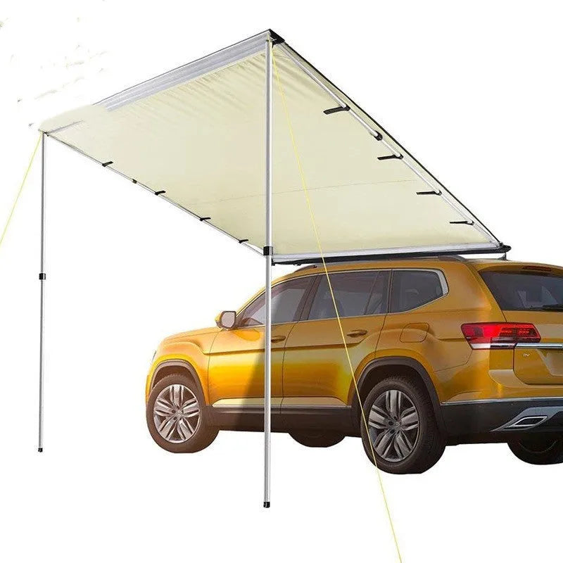 Black glue coated camping tent with aluminium poles and two-bedroom interior