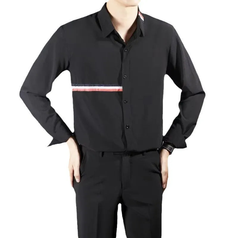 Hong Kong style loose shirt cardigan in cotton blend fabric showing front and detail views