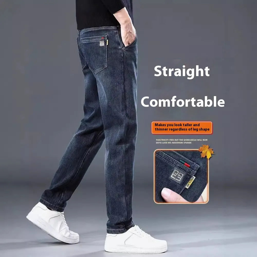 Women's straight leg trousers in blue grey with micro-elastic polyester fabric