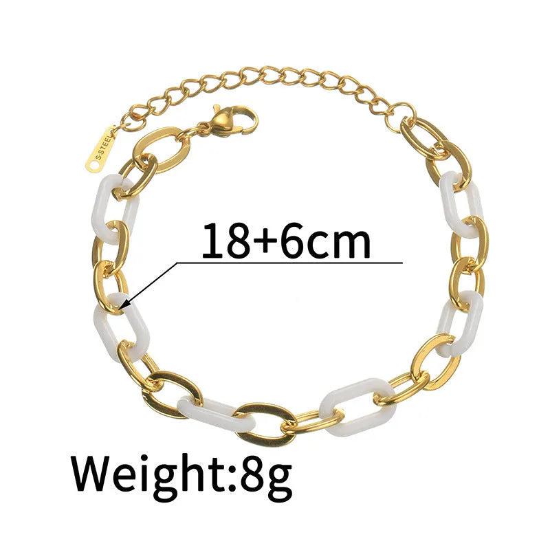 Stainless steel resin bracelet with double layer heart design for women