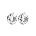 Gold plated copper stud earrings with geometric diamond lattice design, 24mm diameter, for women