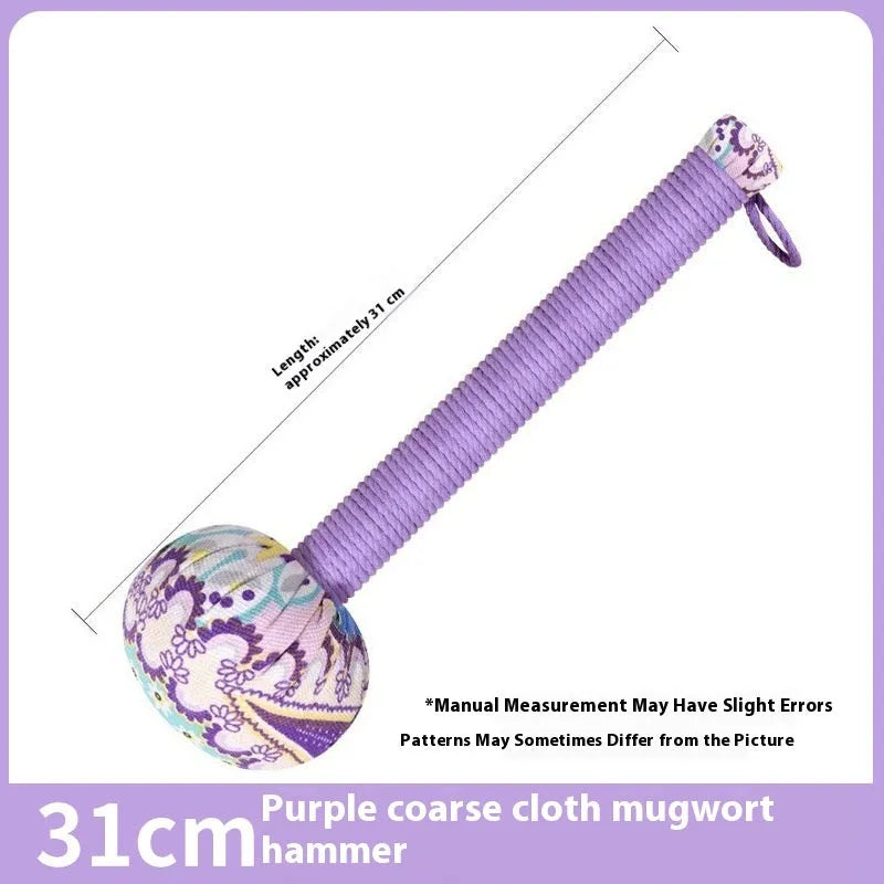Argy wormwood hand-held massage hammer in green, shown alongside pink, purple, red and yellow colour options.