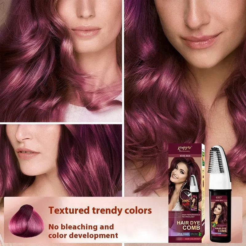 Black box for Easy Comb Hair Dye Kit showing Brown, Dark Brown and Wine Red 200ML bottles.