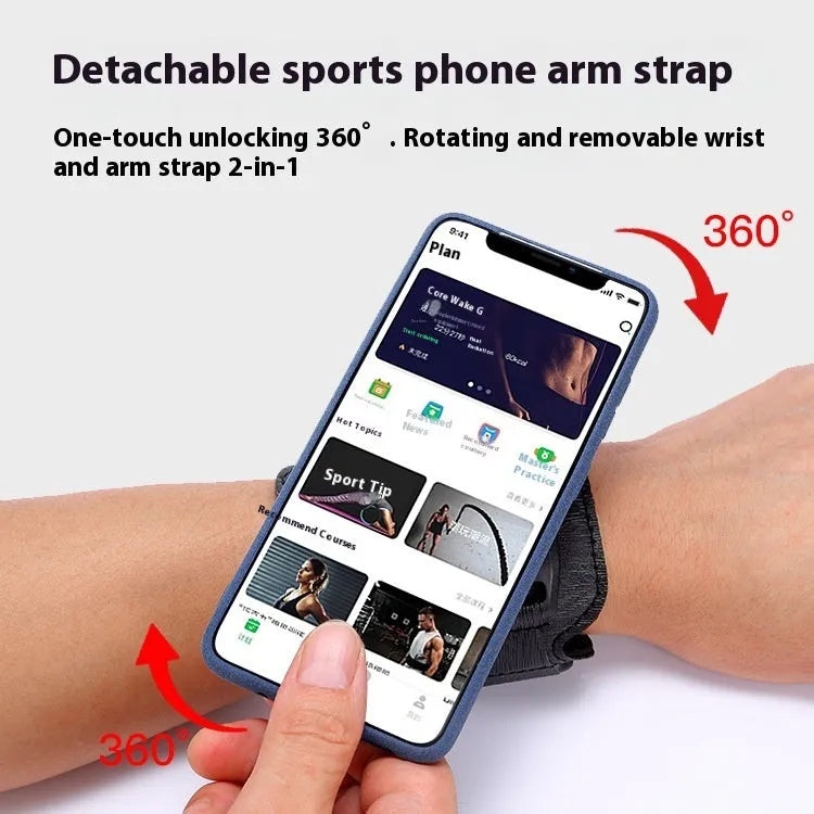 Black mobile phone holder wrist strap for takeaway delivery and sports with adjustable strap