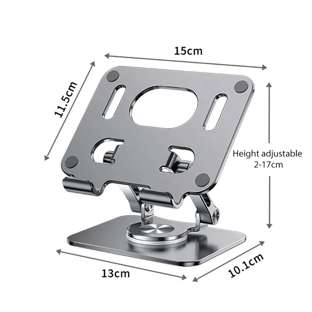 Aluminium rotating tablet stand with adjustable height in silver or black colour