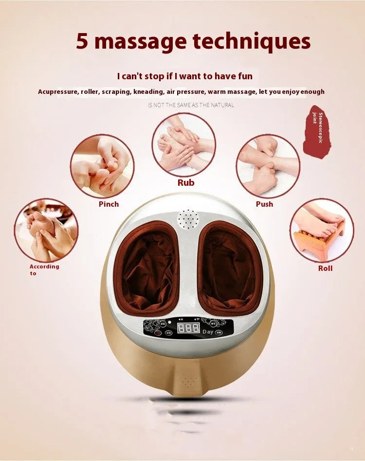 Infrared electric foot massager with wireless remote in Champagne Gold, 45x37x26cm