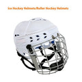 Ice hockey helmet with carbon steel face mask and impact resistant shell for sports protection