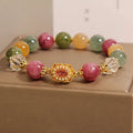 Jade colour tourmaline women's bracelet with alloy construction and rhinestone decorative elements