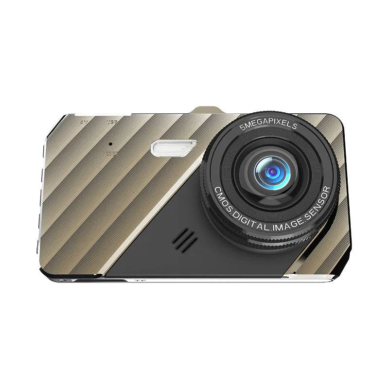 4 inch front and rear dual lens dashcam with touch screen display