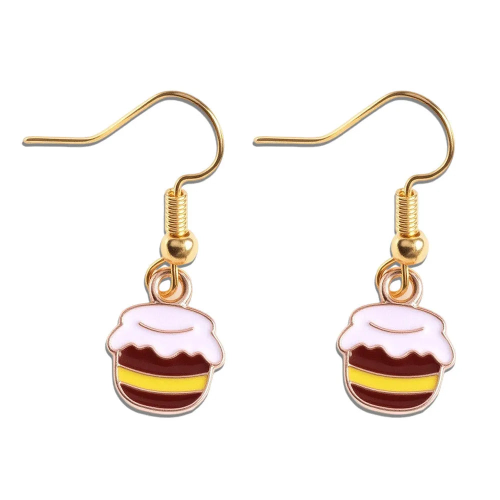 Cartoon bee earrings made of alloy with electroplated finish in pastoral style, six colour options