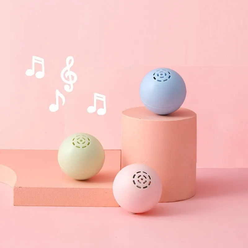 Self-hi pussy cat music ball with sounds and biteable texture in blue, green, and pink 46 mm