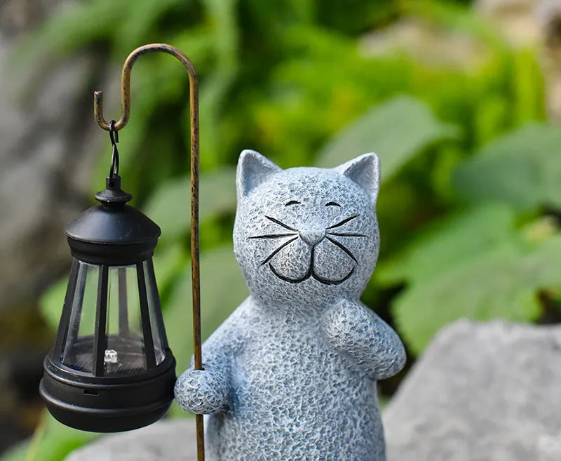 Solar garden lamp with kitten lifting design for outdoor gardens with IP44 waterproof rating