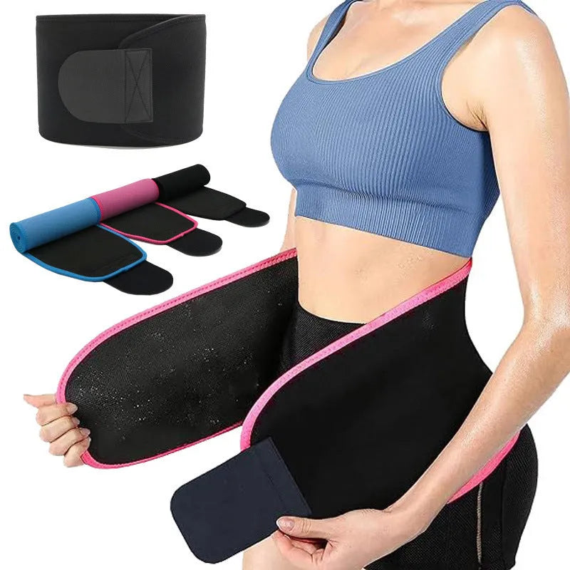 A neoprene hot lumbar support fitness belt in black, blue, or pink colour.