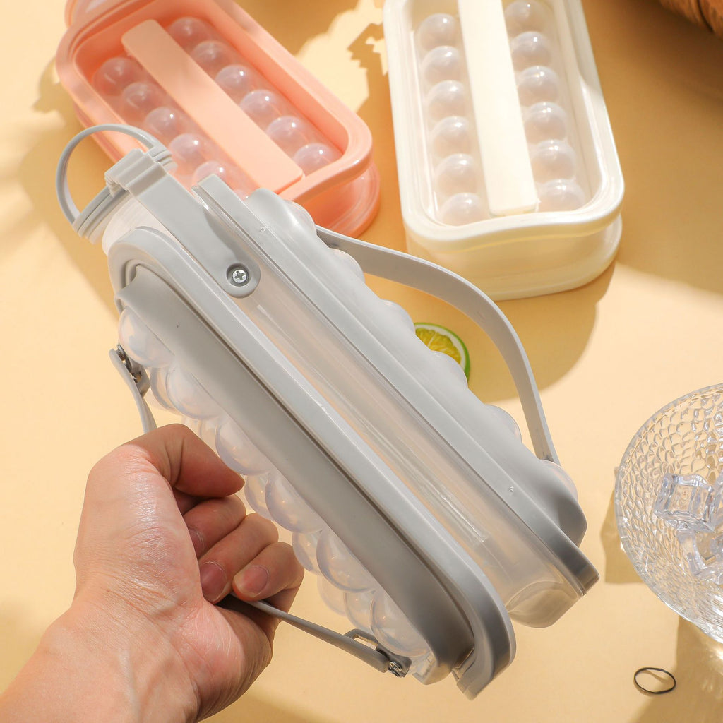 2-in-1 Portable Quick Release Ice Ball Cold Kettle Summer Kitchen Gadget with 17 Ball Capacity, ABS+TPR Material Construction for Easy Cleaning and Freezer Odour Protection
