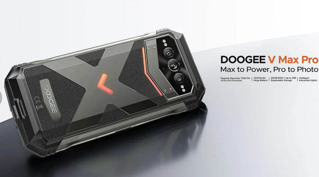VMAX PRO mobile phone in black or grey colour with plastic construction and included charger