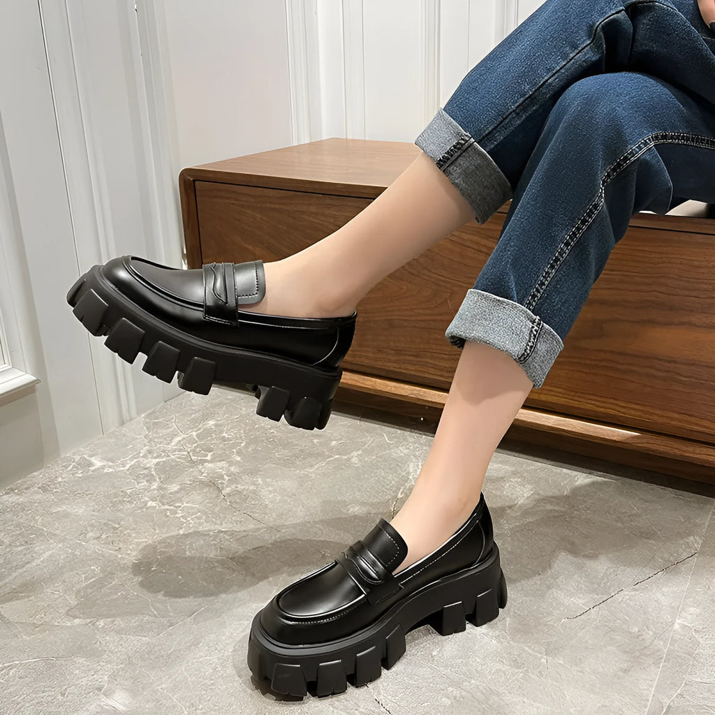 British style wide fit loafers in matte or patent leather with fat foot design and rubber soles