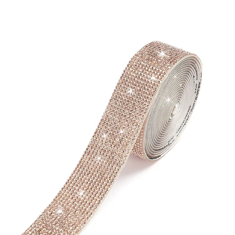 Self-adhesive electroplated glass water drill strip in long strip shape for clothing and shoe decoration