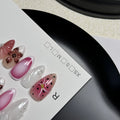 Nail art beauty patches with hand-painted 3D carved designs and embossed candy patterns