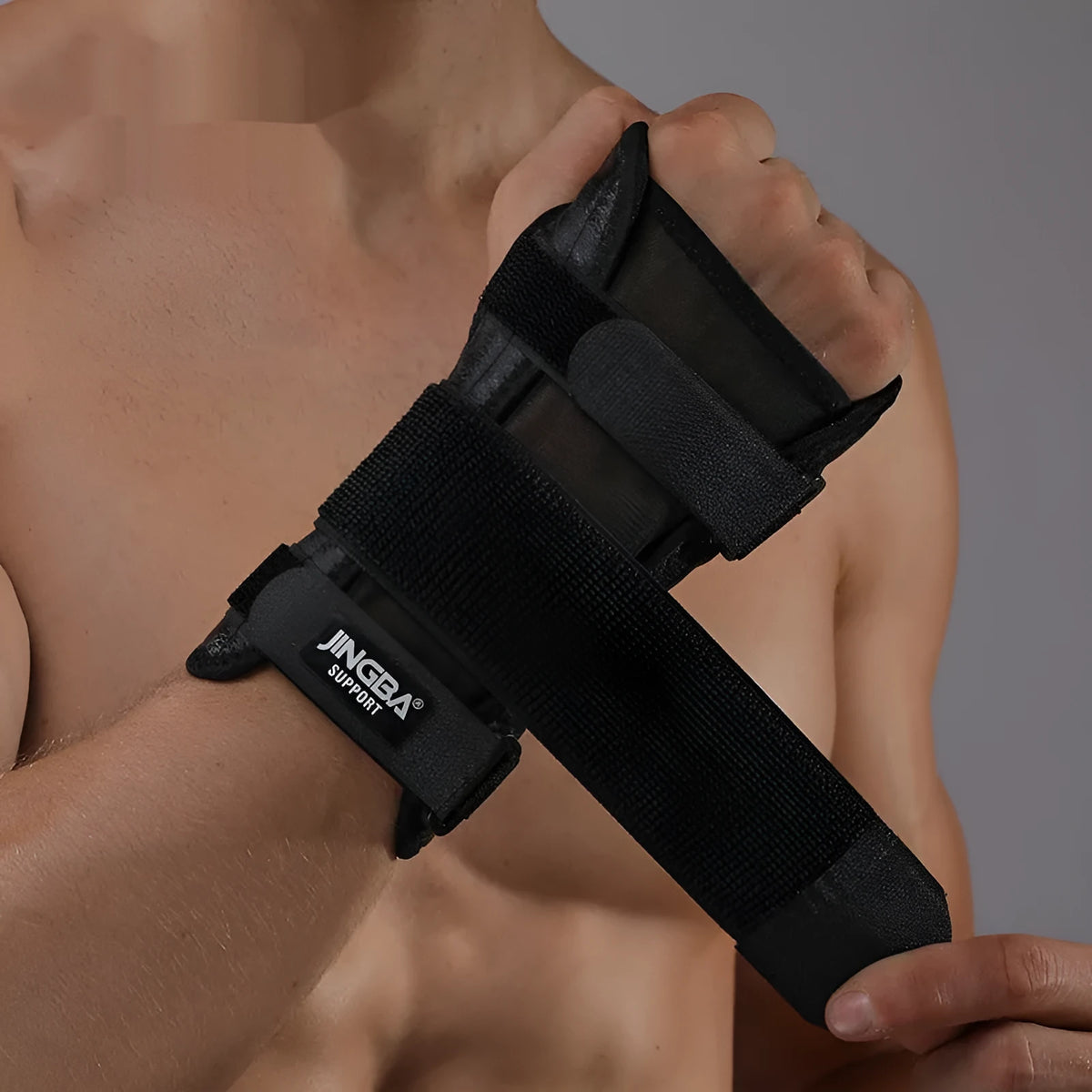 Black contraction-fixed hand protector for wrist sprain support, one size fits all