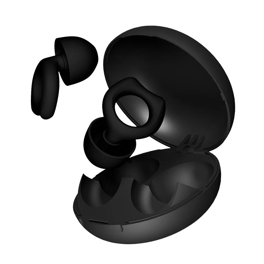 Black silicone soundproof earplugs for sleep work and party noise reduction