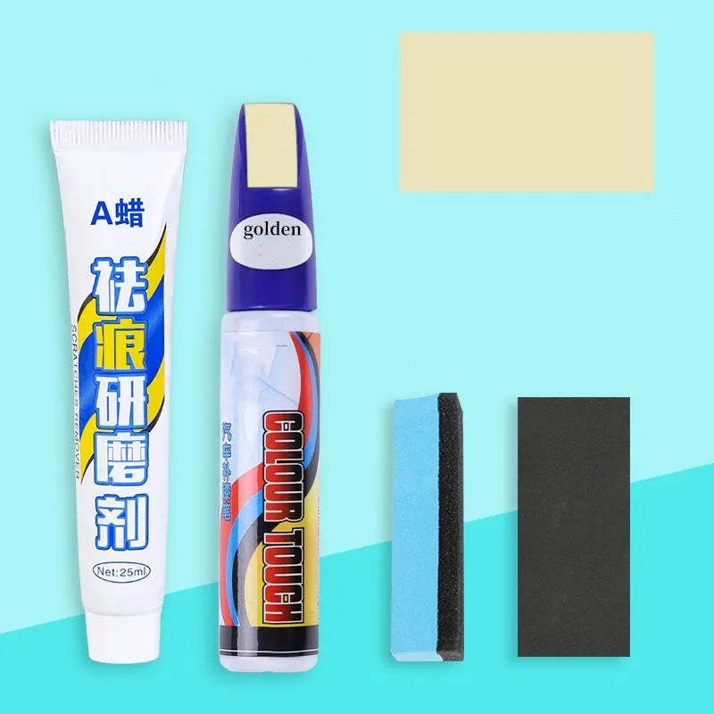 Automotive paint repair pen and scratch repair fluid 4-piece set with ten colour options
