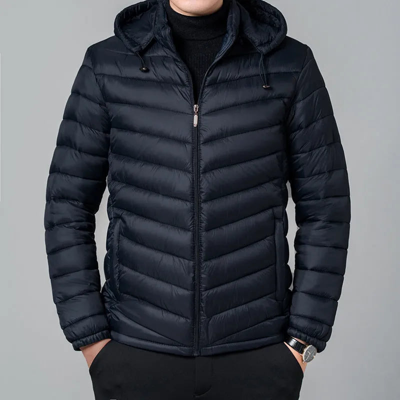 Polyester men's double-sided wear cotton jacket cardigan style in solid colour, loose fit winter coat