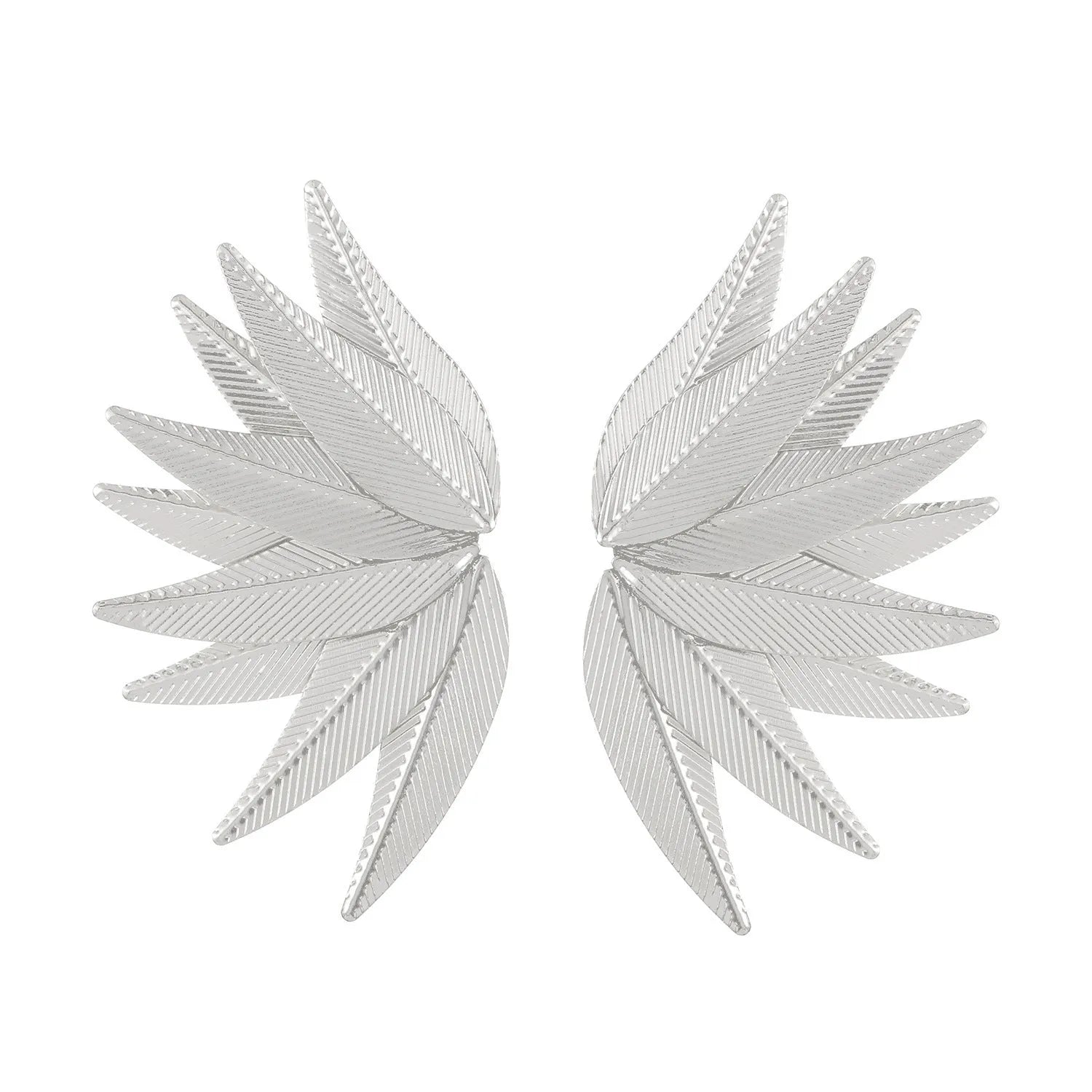 Gold and white leaves patch alloy earrings with leaf design texture