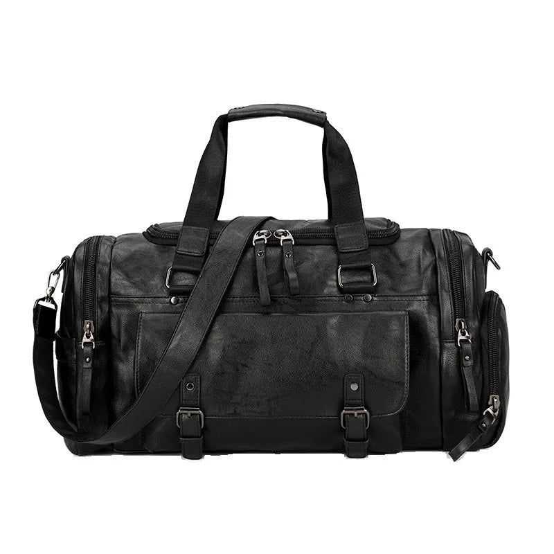 Black large capacity travel bag with separate shoe compartment for gym kit and holidays.