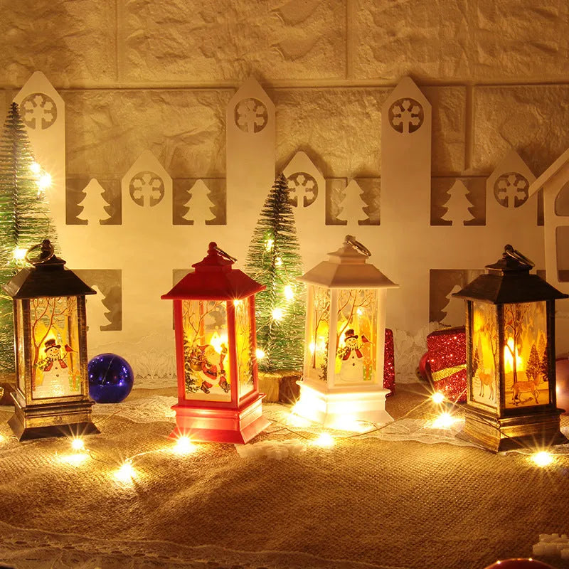 3D Christmas theme chandelier LED plywood disc light 21 x 21.6cm warm white with Santa Claus and snowman design