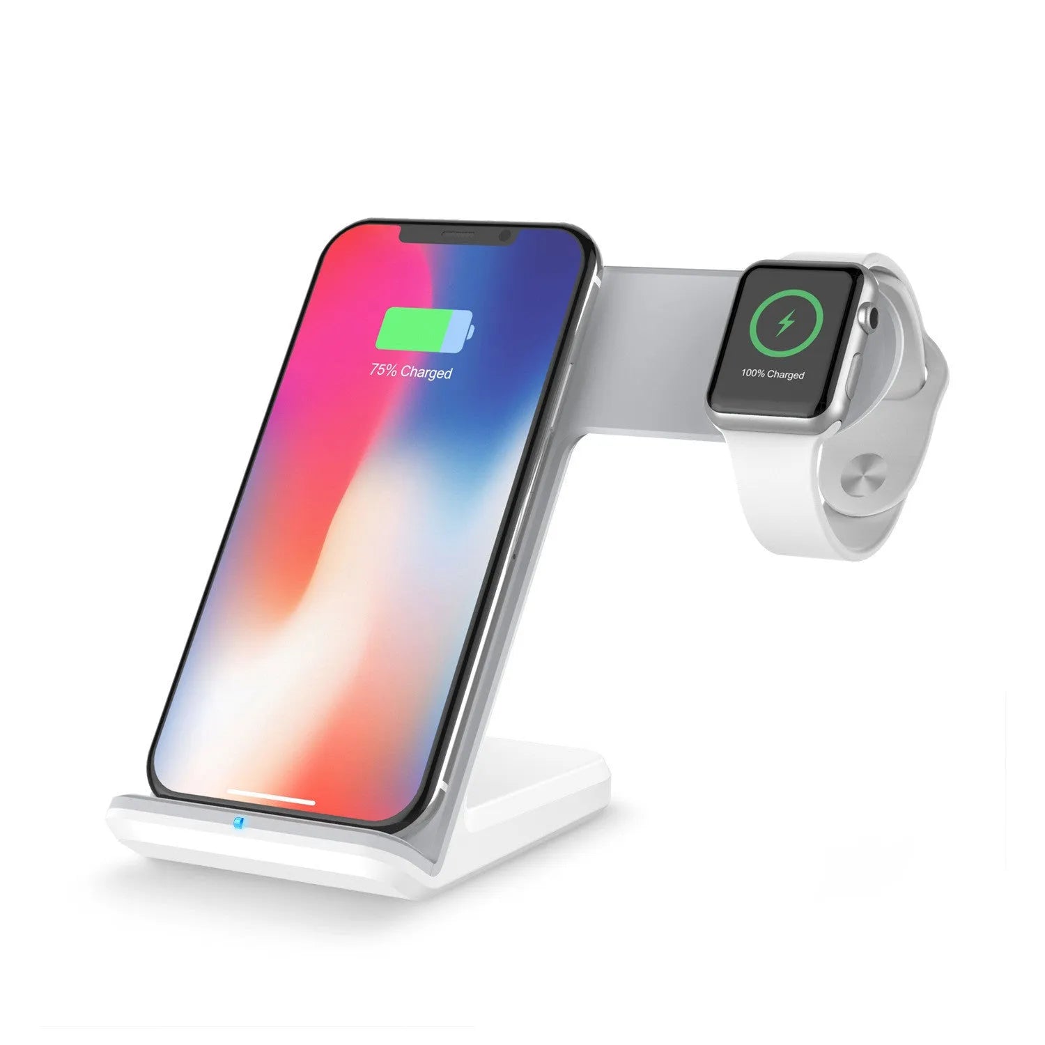 Black and white foldable wireless phone charger stand with Type-C cable