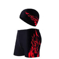 Men's plus size swimming trunks in blue, made from polypropylene fabric, size L to 6XL