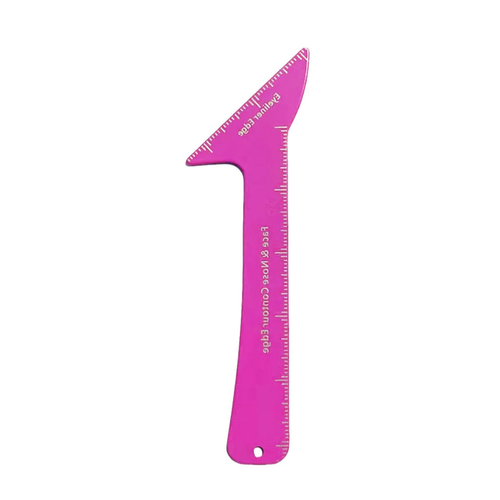 Pink and LaserFX coloured 3-in-1 reusable eyeliner stencil tool for hooded eyes on a clean surface.