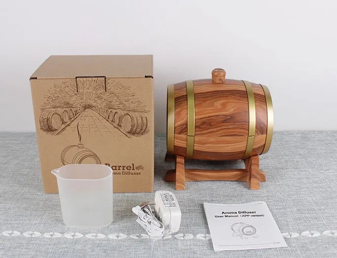 Smart APP aromatherapy machine wooden barrel design with 350ml capacity Bluetooth control