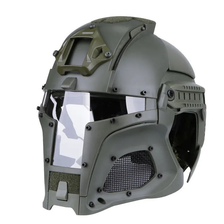 Medieval iron warrior helmet in Black, Earthy, Green or Grey, adjustable 54-64cm, lens or steel mesh version.