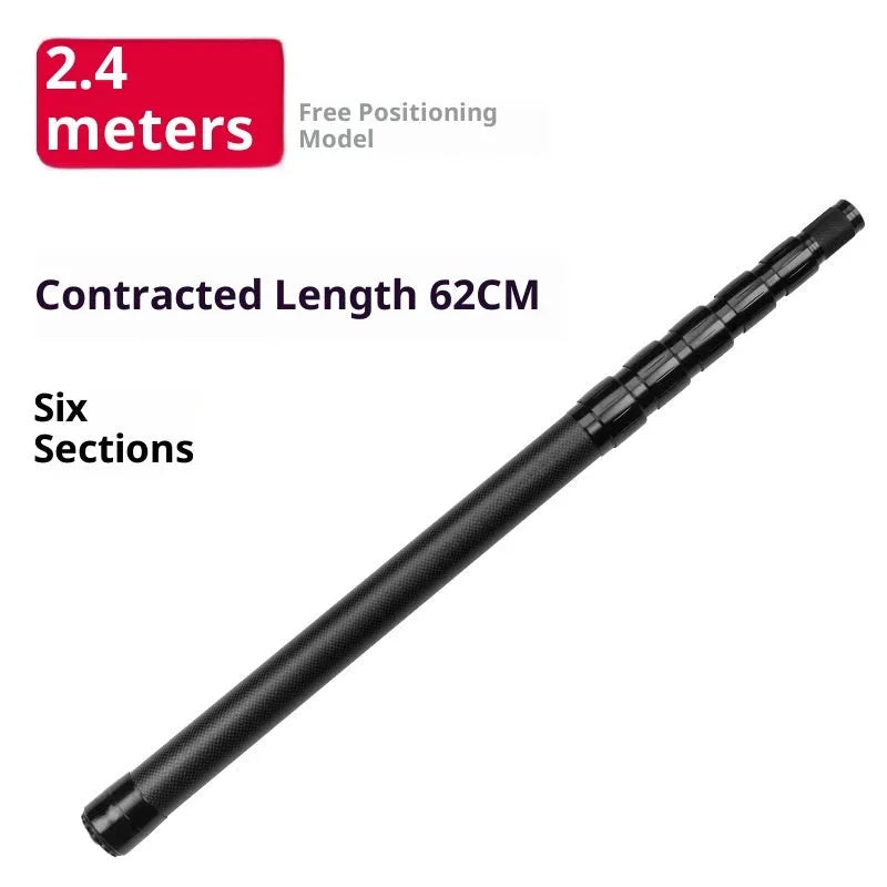 Carbon telescopic fishing rod with free orientation spool, 1.3m to 3.0m lengths, carbon fibre construction
