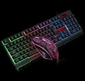 Wired keyboard and mouse set for PC with mechanical feel keyboard and 2400 DPI mouse on a desk