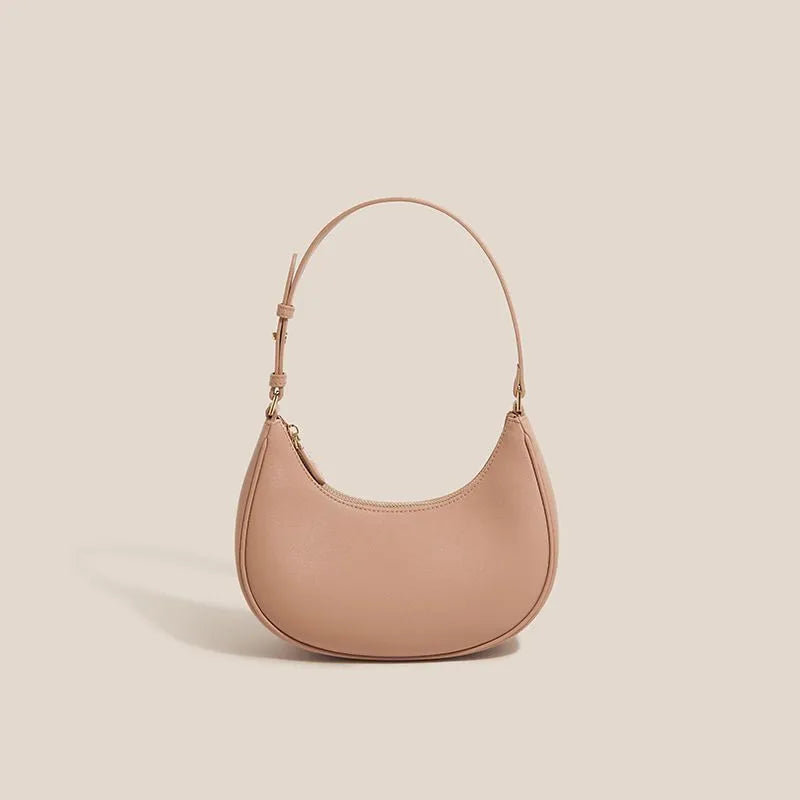 Woolen hard shell one shoulder underarm bag in YDD111 Pink with cowhide lining and zipper compartment