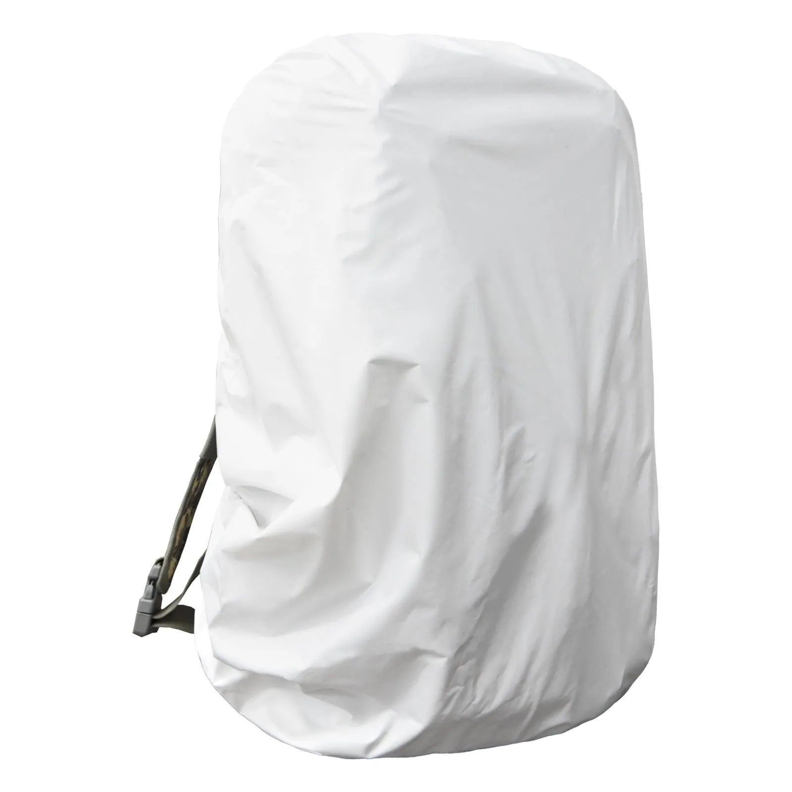 Army green waterproof rain cover for an 80-litre outdoor backpack.