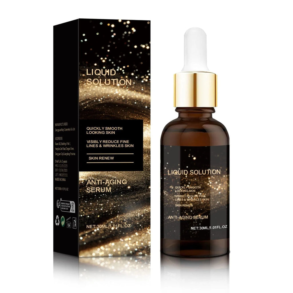 30 ml facial moisturising liquid bottle with hyaluronic acid and glycerin, 9 cm height.