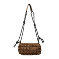 Women's lightweight nylon messenger bag in pillow shape with rhombus pattern