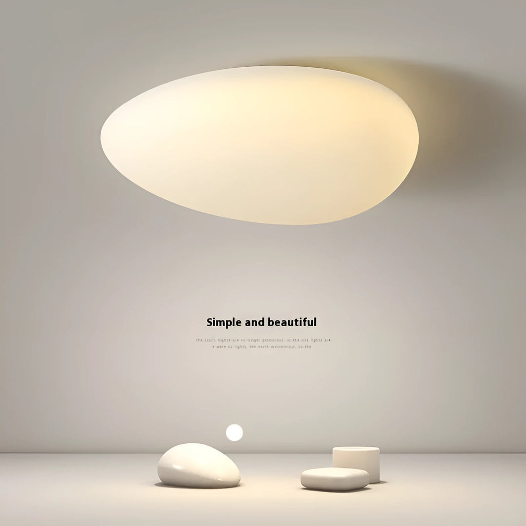 Modern minimalist LED ceiling light for master bedroom, 43cm diameter, White Endless light source on white ceiling
