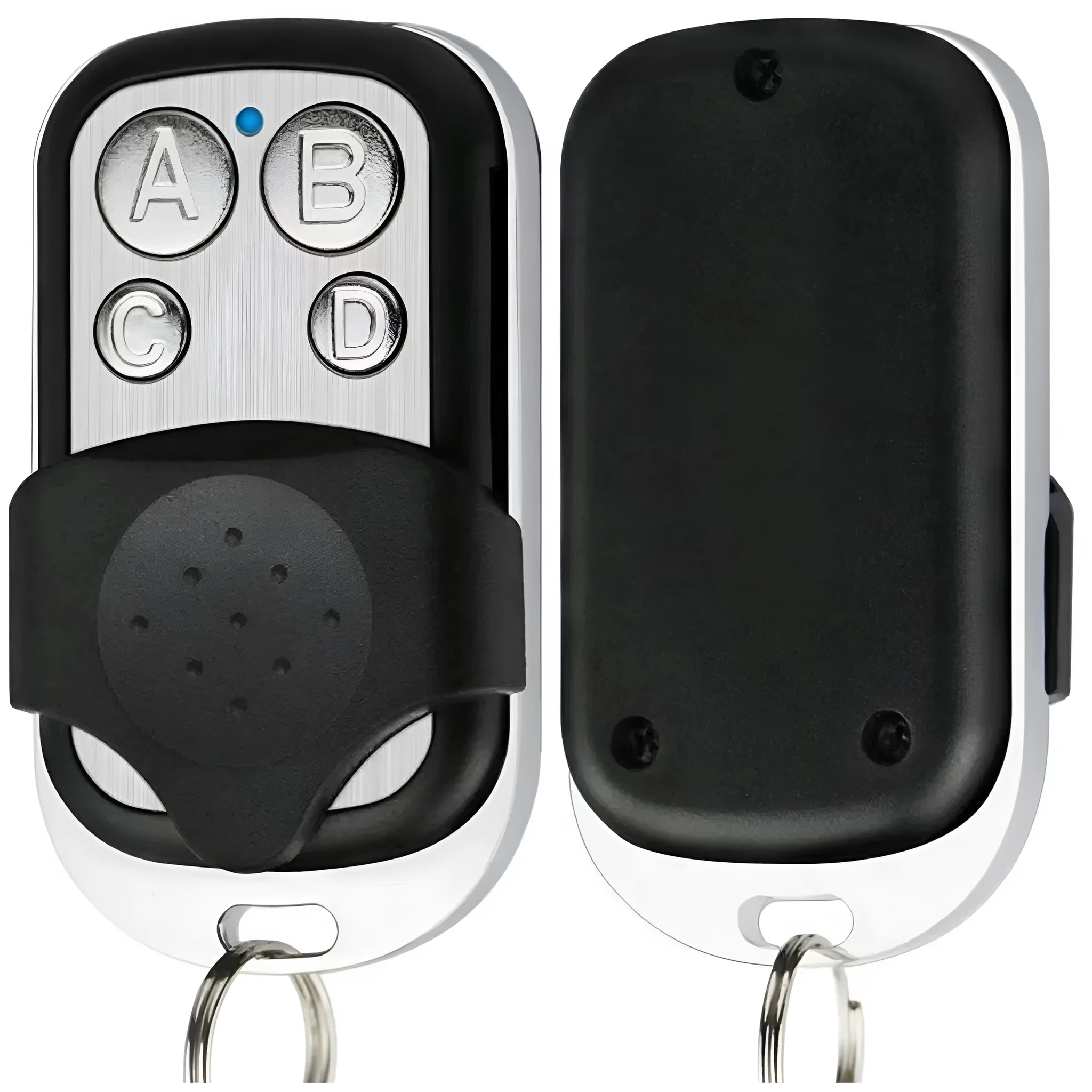 443 metal garage door remote control with four buttons and rolling code copy feature