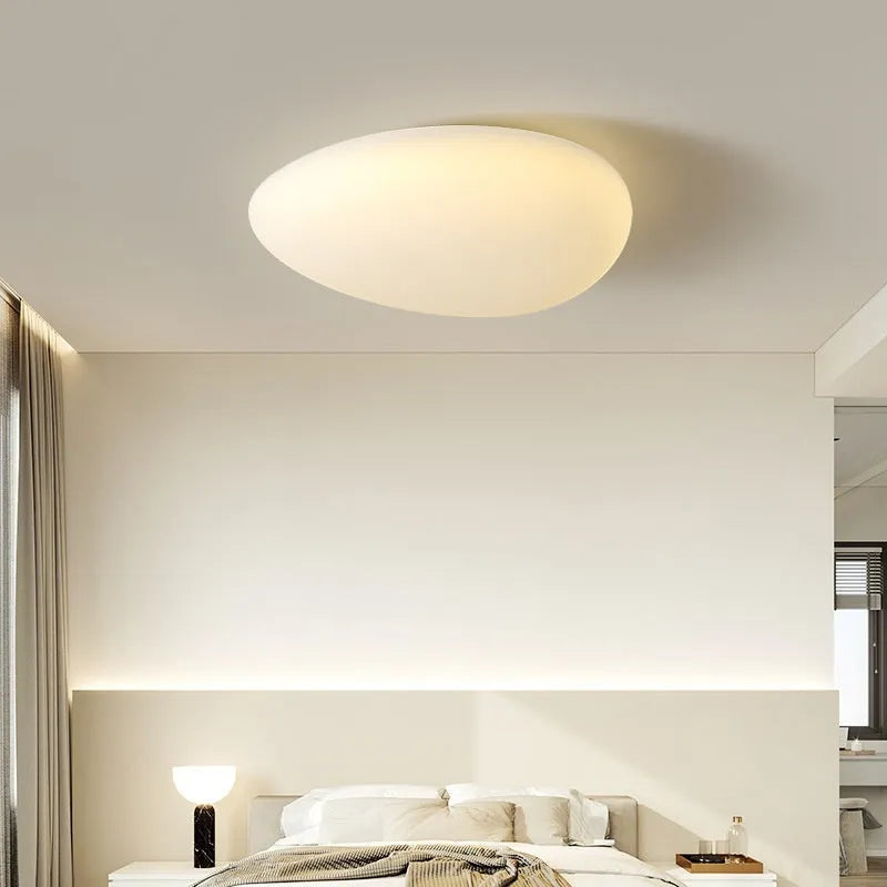 Modern minimalist LED ceiling light for master bedroom, 43cm diameter, White Endless light source on white ceiling